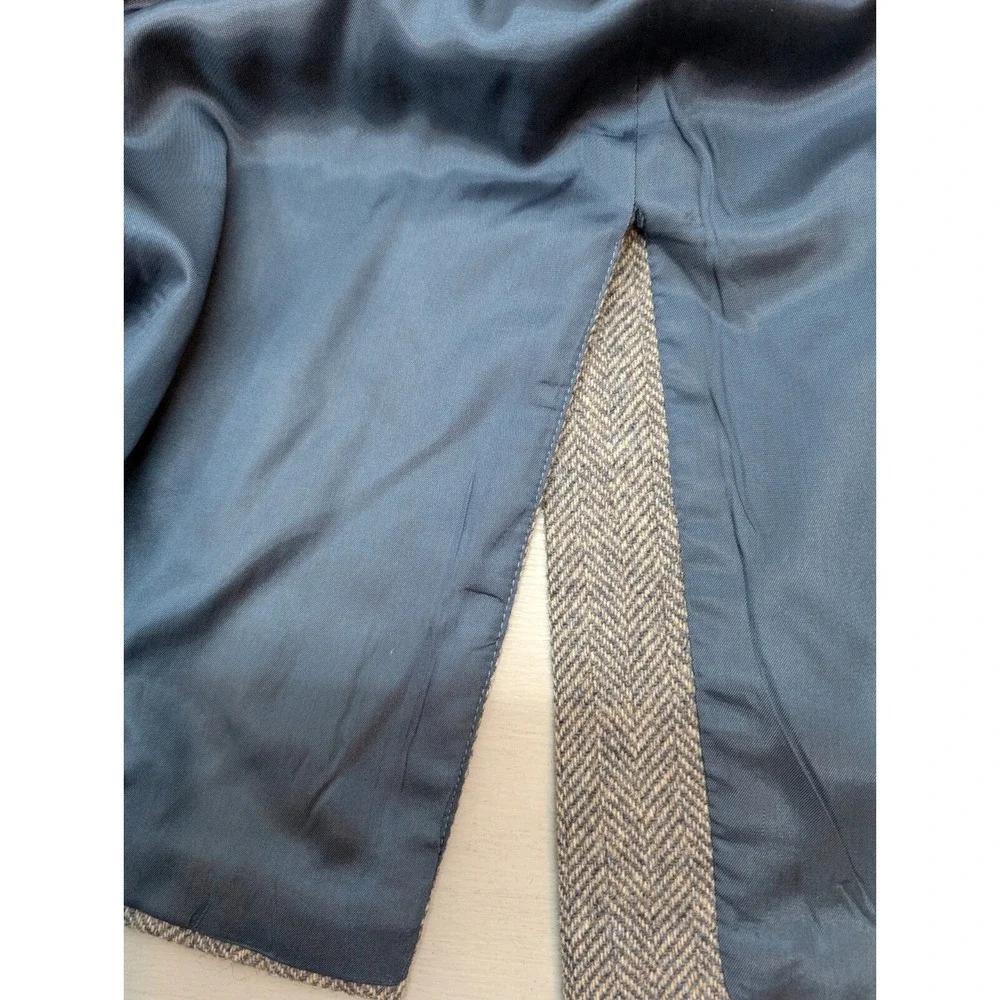 Vintage Haggar Tweed Blazer Jacket Size 44L Wool Gray Blue Herringbone Corpcore